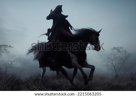 This is a 3D illustration of the headless horseman, The legend of the sleep hallows. Imagine de stoc © 