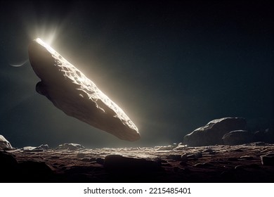 This Is A 3D Illustration Of Oumuamua, Asteroid, The First Observed Interstellar Object.