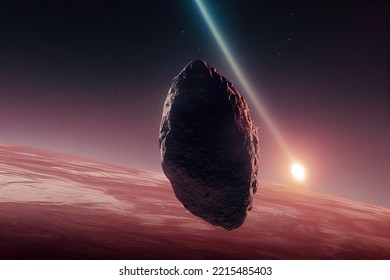 This Is A 3D Illustration Of Oumuamua, Asteroid, The First Observed Interstellar Object.