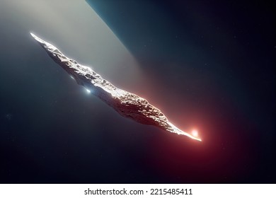 This Is A 3D Illustration Of Oumuamua, Asteroid, The First Observed Interstellar Object.