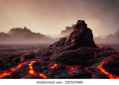 This Is A 3D Illustration Of Pele's Hair Lava, Basalt Glass, Volcanic Glass.