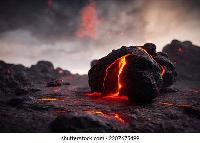 This Is A 3D Illustration Of Pele's Hair Lava, Basalt Glass, Volcanic Glass.