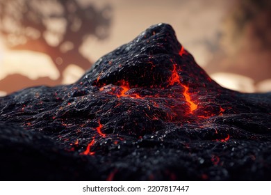 This Is A 3D Illustration Of Pele's Hair Lava, Basalt Glass, Volcanic Glass.