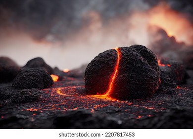 This Is A 3D Illustration Of Pele's Hair Lava, Basalt Glass, Volcanic Glass.