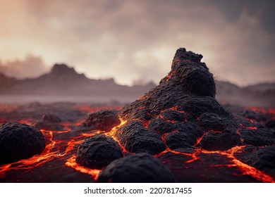 This Is A 3D Illustration Of Pele's Hair Lava, Basalt Glass, Volcanic Glass.