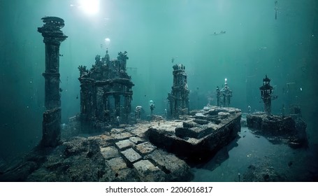 This Is A 3D Illustration Of Port Royal's Sunken City.