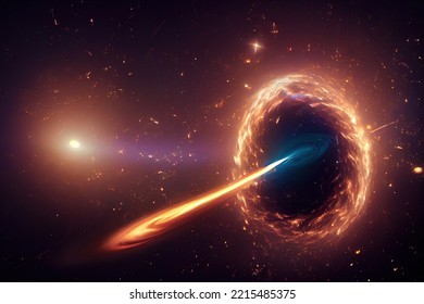 This Is A 3D Illustration Of Quasars, Galactic Nuclei, Brightest And Densest Object In Space.