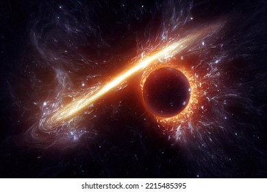 This Is A 3D Illustration Of Quasars, Galactic Nuclei, Brightest And Densest Object In Space.