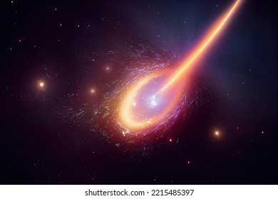 This Is A 3D Illustration Of Quasars, Galactic Nuclei, Brightest And Densest Object In Space.