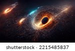 This is a 3D illustration of Three Merging Supermassive Black Holes.