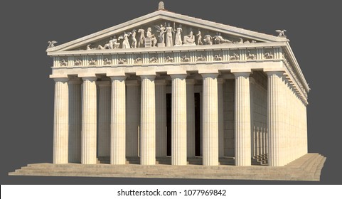 This Is A 3d Render Of The Greek Parthenon. It Is Isolated Against A Neutral Background Colour.

It Is A Historically Accurate Representation Of How The Building Would Have Originally Appeared.