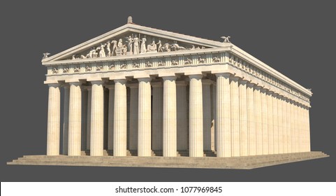 This Is A 3d Render Of The Greek Parthenon. It Is Isolated Against A Neutral Background Colour.

It Is A Historically Accurate Representation Of How The Building Would Have Originally Appeared.