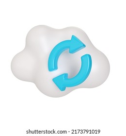 This Is A 3D Render Illustration Cloud Sync Icon, High Resolution Jpg File, Isolated On A White Background