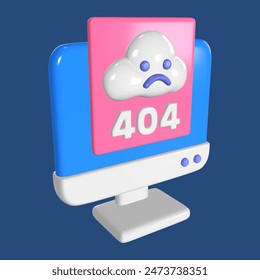 This is a 404 Not Found 3D Render Illustration Icon. High-resolution JPG file isolated on a blue background.