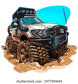 This Is 4x4 Cartoons Car With Really Big Wheels 3D Illustration