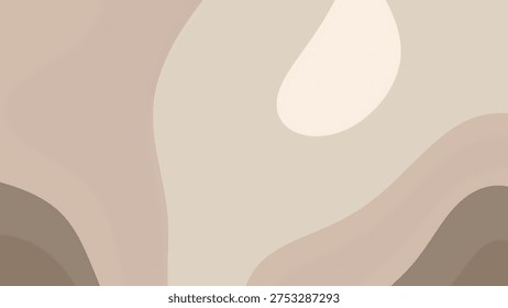 This abstract background features smooth, flowing organic shapes in a soothing palette of beige, cream, and brown tones, creating a tranquil and modern aesthetic.
