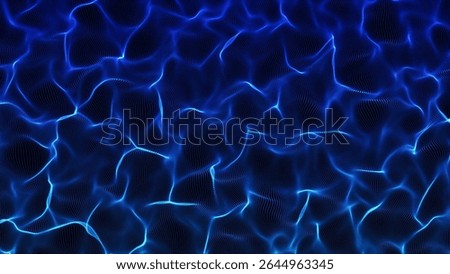 This is an abstract image featuring wavy blue lines on a dark background, creating a futuristic and modern digital art design. This image features abstract, blue, wavy, lines, dark background.