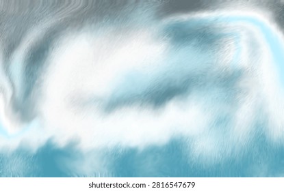 This artwork features abstract cloudlike patterns in blue and gray tones with softness
