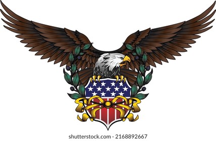 This Is A Bald Eagle Logo Featuring Two Olive Branches And A Crest Of The Thirteen Original Colonies.