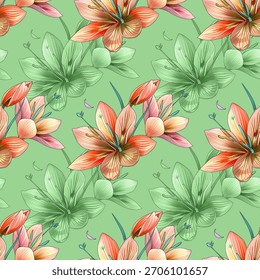 This beautiful pattern Elegant Blooming Garden floral pattern ,hand draw Wild flower of botanical plants seamless background Vector Illustran , Design for fashion , fabric, textile, wallpaper , wrappi
