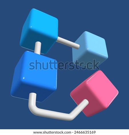 This is a Blockchain 3D Render Illustration Icon. High-resolution JPG file isolated on a blue background.