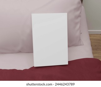 This book mockup is a simple mockup with a white cover book on a bed.
This is a 3D render.
