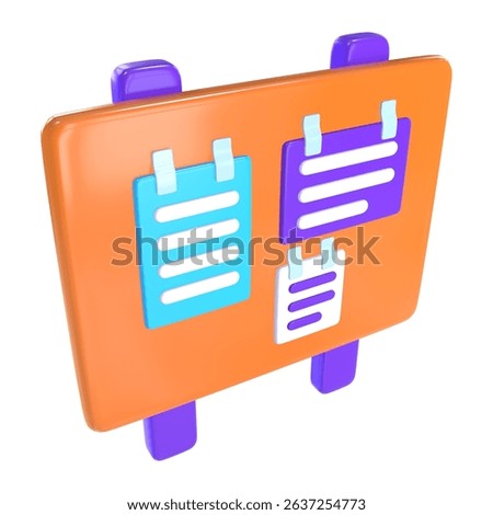 This is a Bulletin Board 3D Render Illustration Icon. High-resolution JPG file isolated on a white background.