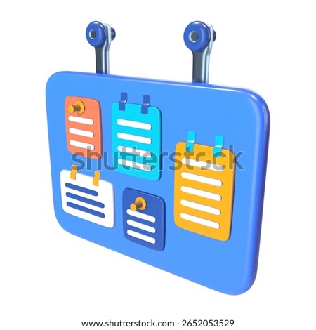 This is a Bulletin Board 3D Render Illustration Icon. High-resolution JPG file isolated on a white background.