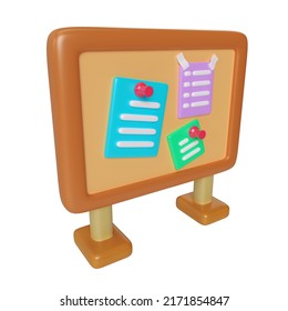 This Is A Bulletin Board Icon Render 3D Illustration, High Resolution Jpg File, Isolated On A White Background