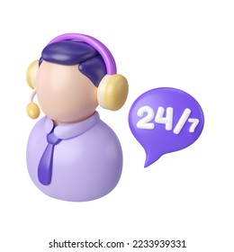 This is Call Center 3D Render Illustration Icon, high resolution jpg file, isolated on a white background