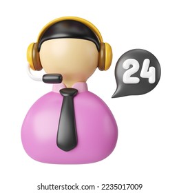 This is Call Center 3D Render Illustration Icon, high resolution jpg file, isolated on a white background