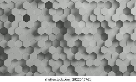 This captivating background features a fluid arrangement of white hexagons, creating an engaging and modern atmosphere that captivates the viewer.