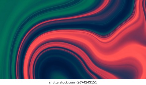 This captivating image features a mesmerizing blend of green and coral hues, creating a fluid, modern abstract design that is both visually striking and artistically compelling. It is stunning.