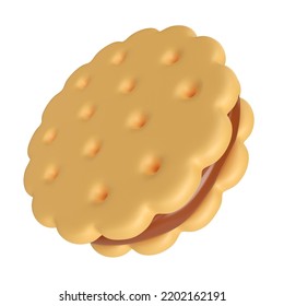 This is Circle Biscuit 3D Render Illustration Icon, high resolution jpg file, isolated on a white background