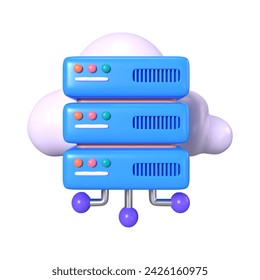 This is a Cloud Storage 3D Render Illustration Icon. High-resolution JPG file isolated on a white background.