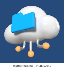 This is a Cloud Storage 3D Render Illustration Icon. High-resolution JPG file isolated on a blue background.