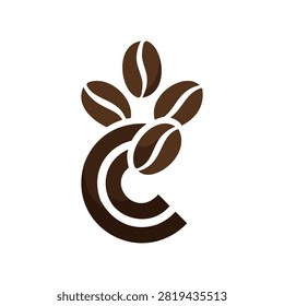 This Coffee bean silhouette featuring textual monogram motif