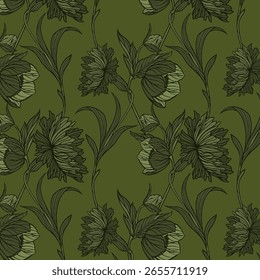 This collection includes 15 seamless vintage floral patterns in rich, earthy, and bold color schemes. Ideal for textile prints, wallpapers, packaging, fabric design, and digital backgrounds. Hand-draw