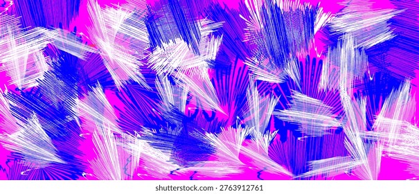 This dazzling artwork uses bold pinks and blues in sweeping brushstrokes, resulting in a highly energetic and visually arresting abstract composition. high-quality.
