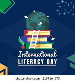 This design is perfect for celebrating International Literacy Day on 8th September. It can also be used for graphic resources for social media content. - Powered by Shutterstock