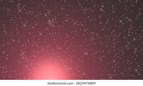 This digital background features a vibrant pink nebula with numerous white stars, evoking a sense of cosmic wonder and space exploration themes.