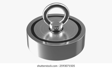 This durable magnet features a strong eye bolt, ideal for lifting and holding tasks, designed in stainless steel.