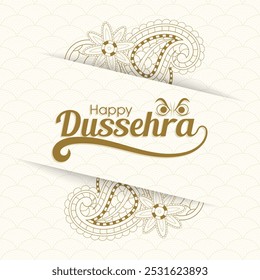 This elegant Dussehra greeting features intricate decorative elements, combined with refined typography to convey festive wishes. The minimalist design with paisley and floral motifs makes it ideal fo - Powered by Shutterstock