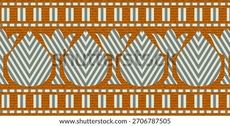 This is an elegant, seamless border design featuring intricate floral and foliate motifs