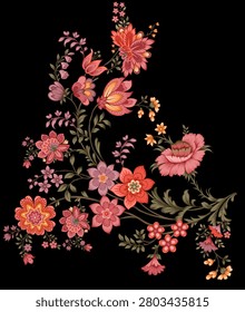This elegant, stylized composition is characteristic of detailed Mughal-inspired botanical artistry.
