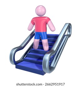 This is a Escalator 3D Render Illustration Icon. High-resolution JPG file isolated on a white background.