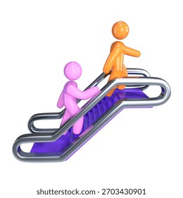 This is a Escalator 3D Render Illustration Icon. High-resolution JPG file isolated on a white background.