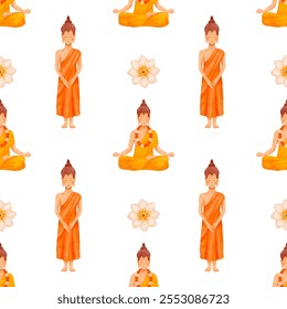 This exquisite and serene Buddha pattern is beautifully adorned with elegant lotus flowers