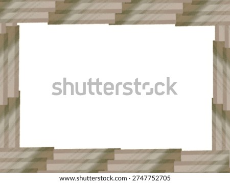 This frame is made up of long, thin rectangles. The dull brown color creates a sophisticated atmosphere. The wood-like texture is natural and gentle. This material is perfect for message cards, memo pads, and letters.