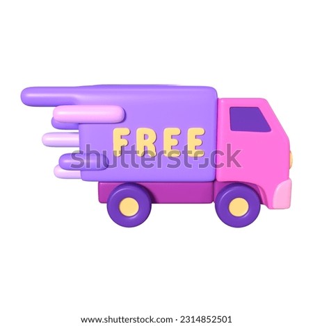 This is Free Shipping 3D Render Illustration Icon, high resolution jpg file, isolated on a white background